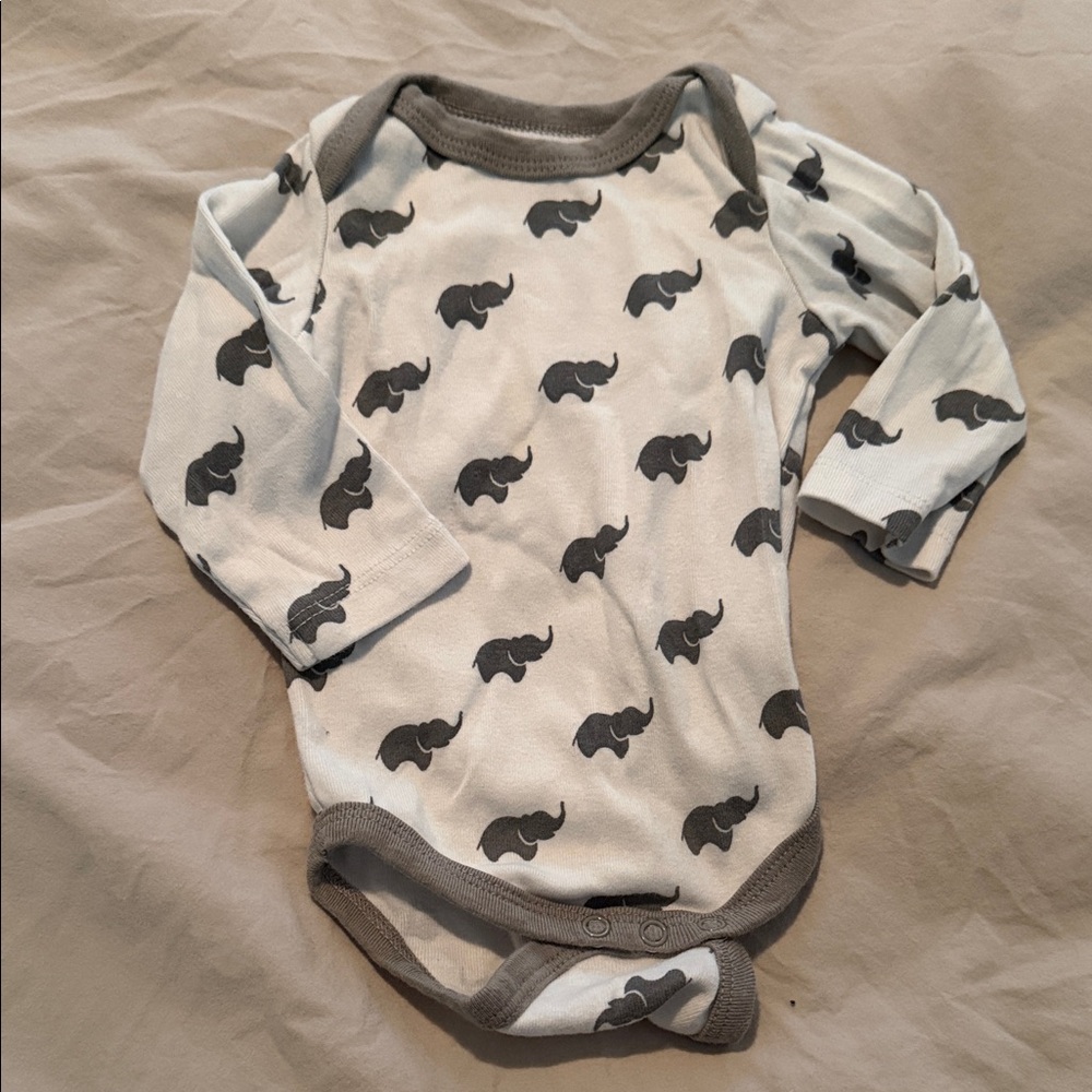 Charming Elephant Patterned Baby Bodysuit